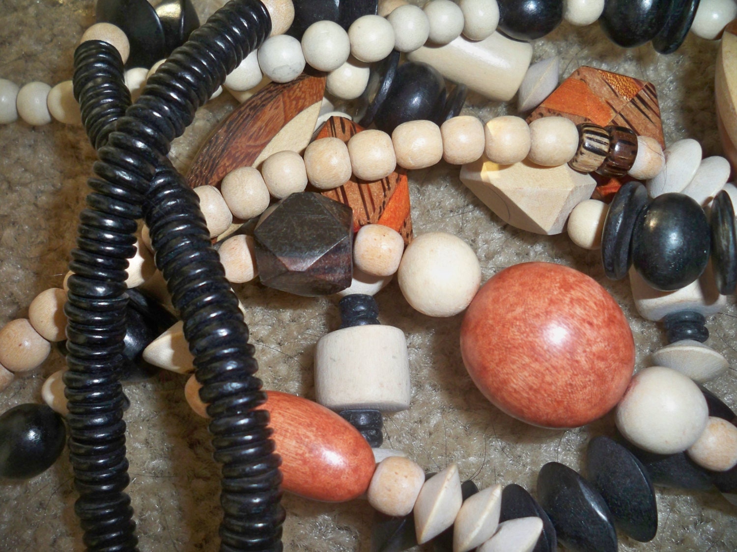 Lot of Vintage Wooden Necklaces - Ethnic, Tribal, Chunky, Bold, Earthtones, BOHO, Geometric