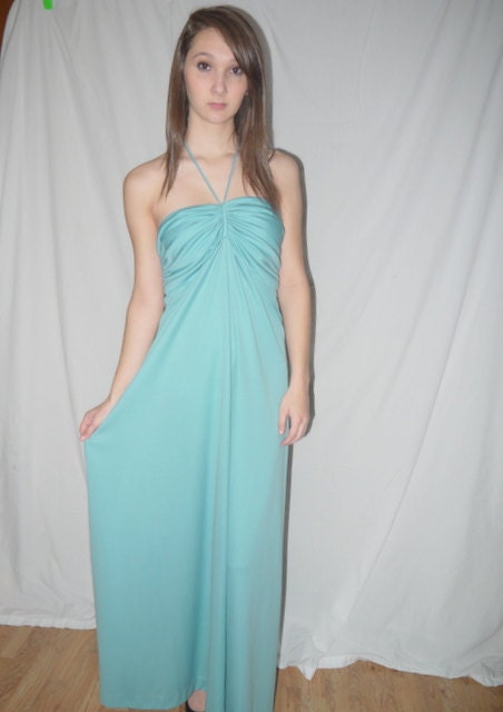 Vintage 70s 80s Maxi Dress / Strapless Party Dress Grecian Goddess Disco / Spaghetti Strap / Bust 34 36