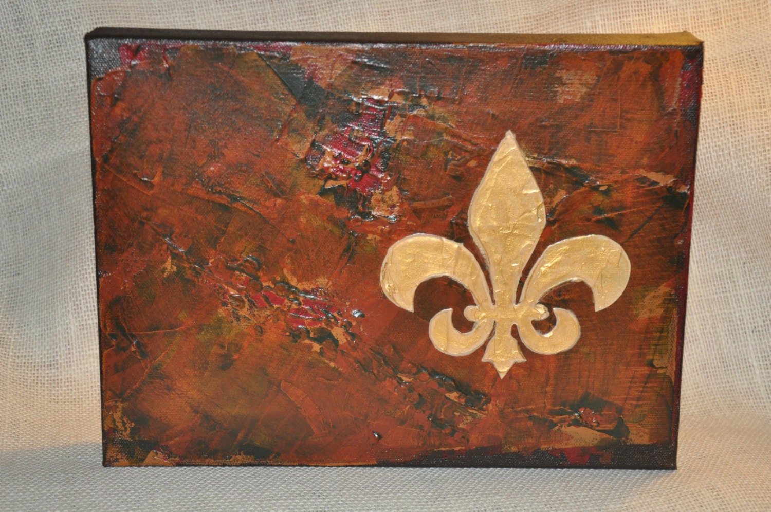 Fleur de Lis Canvas Painting - 12x9 Original Painting