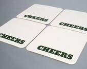 Cheers Letterpress Coasters - Set of 4