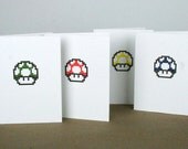 Mario Mushroom Letterpress Cards - Set of 4