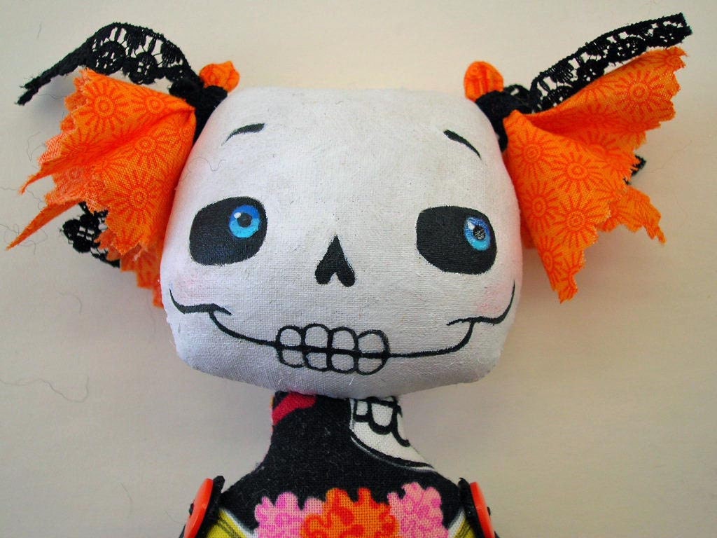 OOAK Mexican Art Doll "Carmen, the skeleton girl"