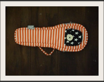 Orange Star - Orange and White Stripe ukulele bag BACKPACK STRAP (Soprano Size)