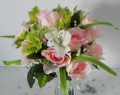 silk bridal bouquet and boutonniere