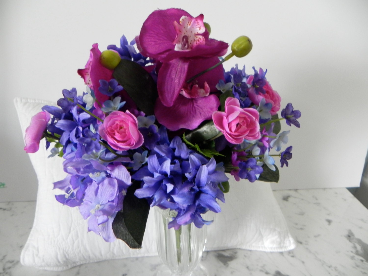 silk bridal bouquet and boutonniere