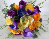 silk wedding bouquet  and boutonniere