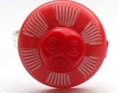 Double Vintage Red Buttons Ring