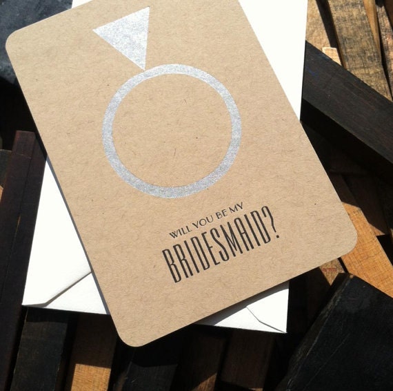 Will You Be My Bridesmaid Cards - letterpress wedding cards on kraft paper