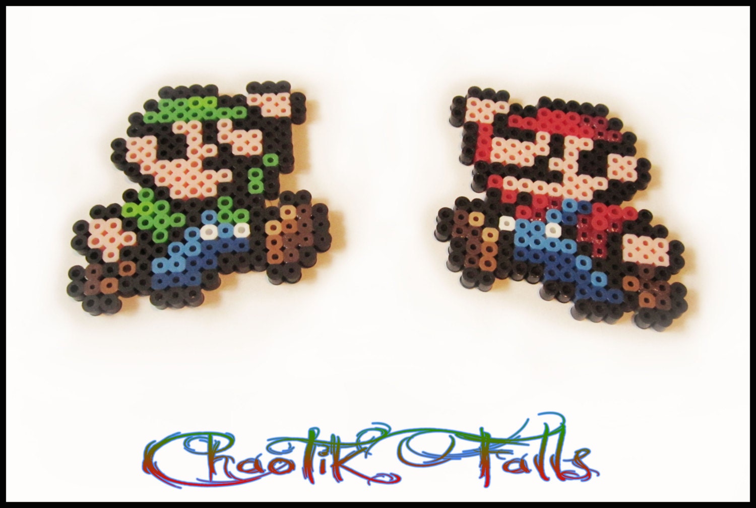 Pixel Art Mini Mario and Luigi Perler Beads