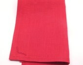 Red Linen Hand Towel, Embroidery Tea Towel, Crimson Place Mat, 12.25  X 17.75 Inch