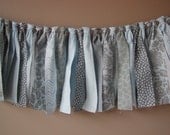 Rag Tie Banner Ready To Ship Blue and Grey Garland/Banner/Bunting Photo Prop
