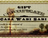 Casa Wabi Sabi Gift Certificate for 25 Dollars
