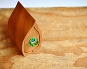 Sydney Leaf Box with handmade sculptured green and blue glass drawer knob