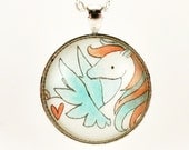 Pegasus Necklace, Pink And Blue Pendant, Fantasy Jewelry