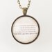 Personalized Song Lyric Necklace, Custom Pendant For Song Lyrics Or Poem