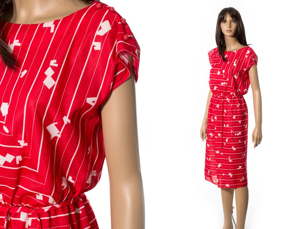 Vintage red and white Summer dress size small