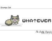 Grumpy Cat 'Whatever' Inspired PDF Cross Stitch Pattern - INSTANT DOWNLOAD