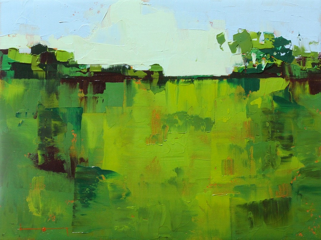 Field 971" Original oil landscape on canvas 16" x 12" x 1"