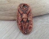 Ceramic Angel pendant in rusty glaze ooak art bead