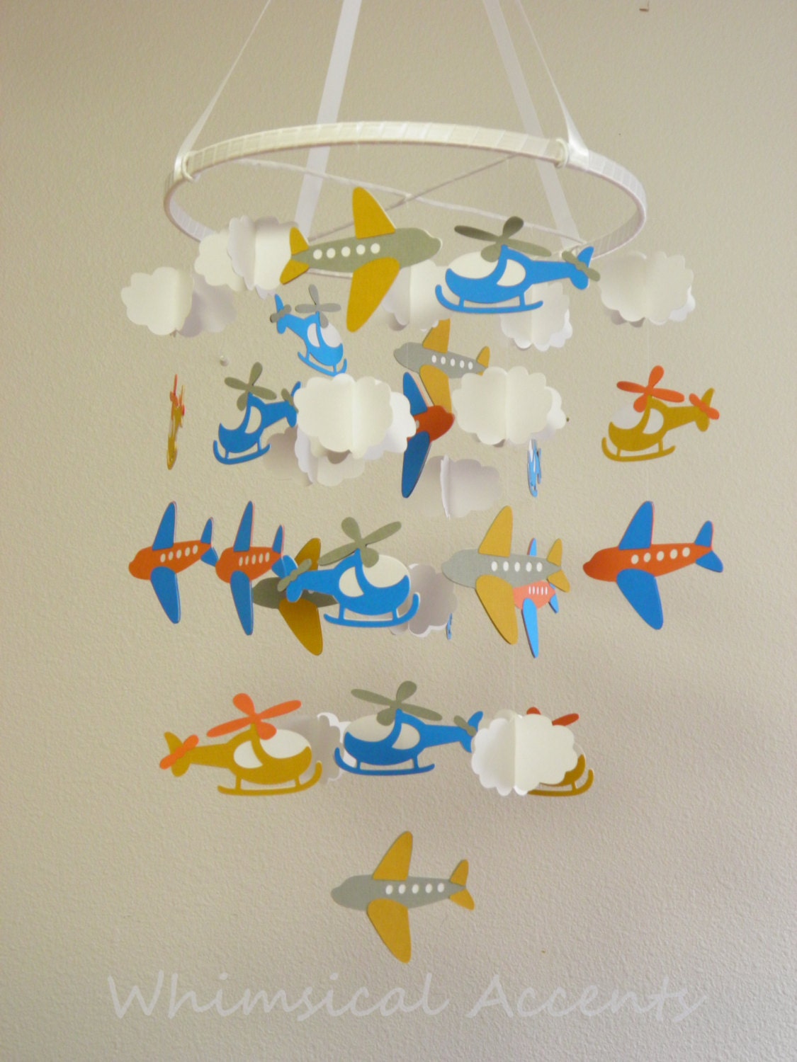 On the Go Baby Paper Mobile with Airplanes, Helicopters and Clouds