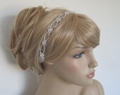 Boho wedding headband,beaded wedding headband,rhinestone bridal headband fluer