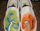 Handpainted Regular Show Mordecai Rigby Shoes (VANS)