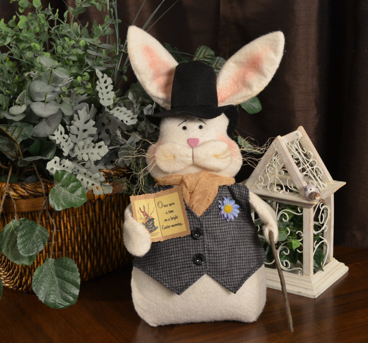 Prim Fabric Bunny, Spring Decor, Bunny Doll, Prim Rabbit, Easter Bunny,