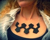 Tiasan - Geometric Necklace - Minimalist Necklace - hexagon necklace - modern geometric necklace - leather statement necklace