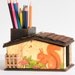 Wooden Pencil Holder, Spring Forest, Unusual Desk Accessory, Brown & Yellow Kids Desk Organizer, Nursery or Home office decor ohtteam
