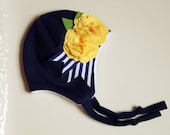 READY TO SHIP and free shipping, the Lily beanie, sizes 6-12m and 12-24m