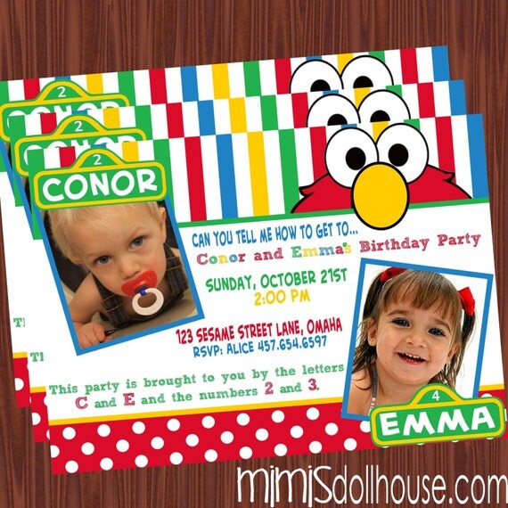 Elmo Invitation- Sesame Street Invitation- Birthday invitation PDF/JPEG Il_570xn
