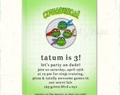 Teenage Mutant Nina Turtle Inspired Invitation, TMNT party invitation - 5x7 PRINTABLE