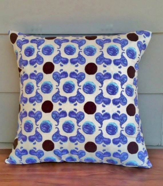 Chocolate Brown and Violet Heart Polka Dot Design Pillow Cover - 16 Inch