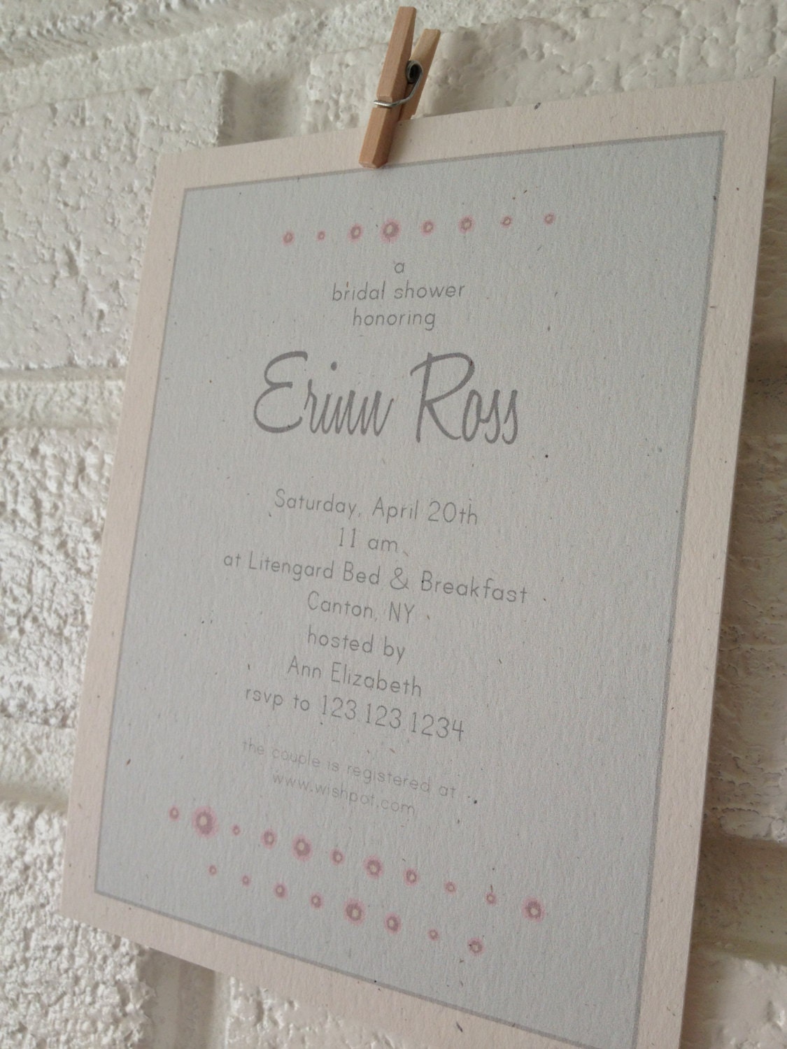 floral line  bridal shower invitation