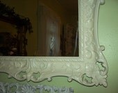Elegant and romantic, baby girl nursery, 28x22 VINTAGE Hollywood Regency, Syroco/ Home Interior Heritage white wall mirror