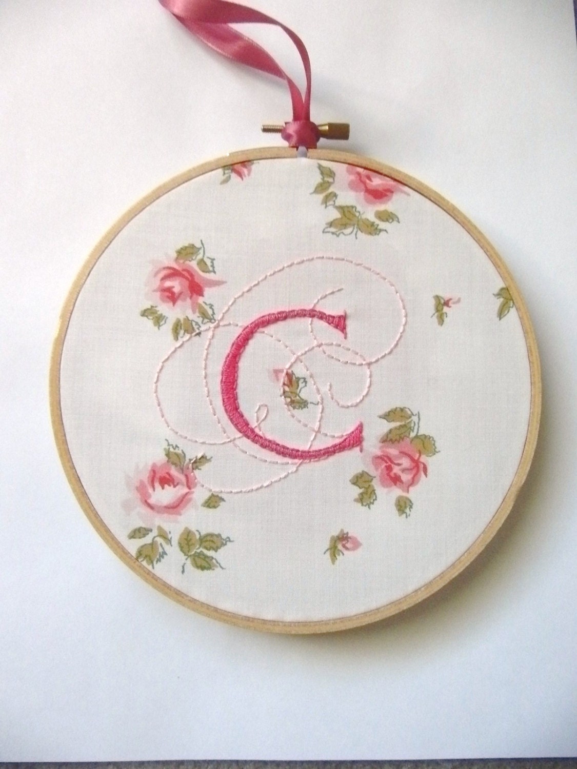 Personalized Embroidered Monogram for Nursery - Baby's Room - Baby Shower Gift - Wedding Gift - Wall Hanging - Nursery Decor - 6 inch hoop