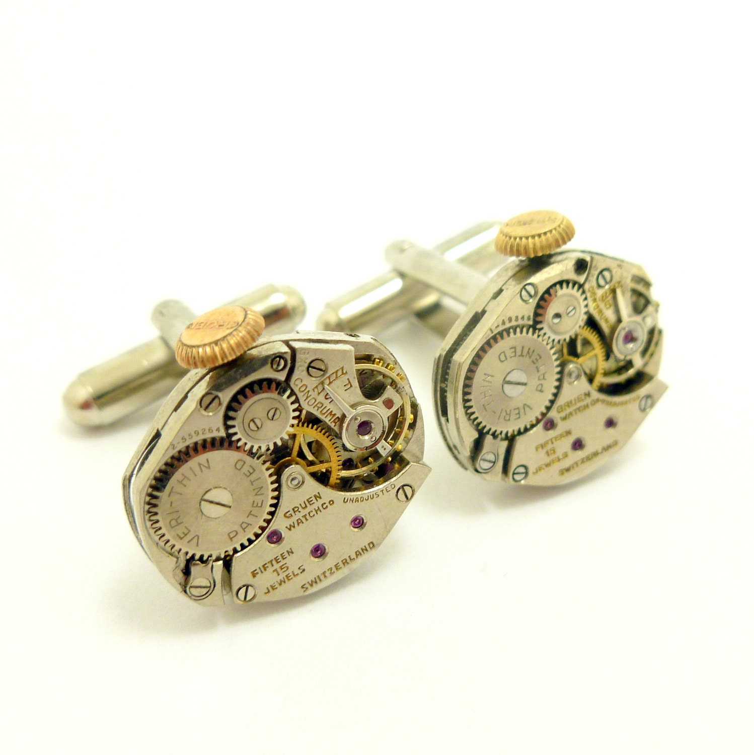 Steampunk Watch Cuff Link, Antique Cufflinks from Watch Movements