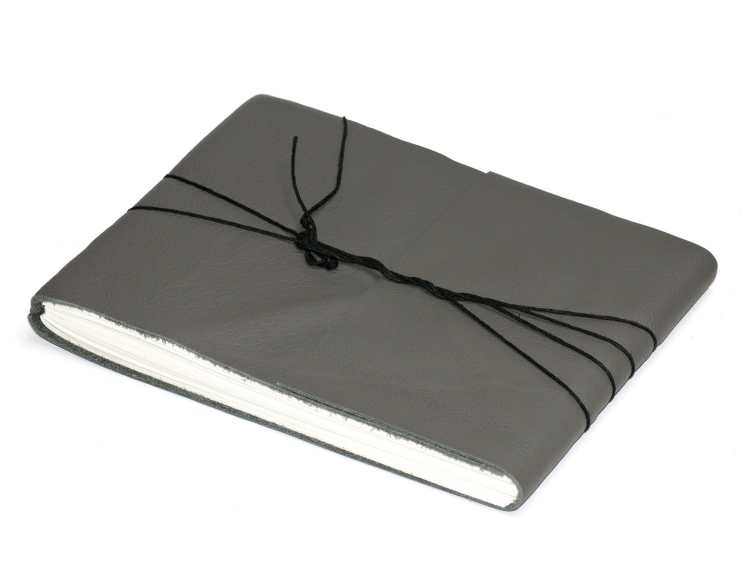 Gray Leather Journal or Leather Sketchbook, Large Sized, Handbound Photo Album