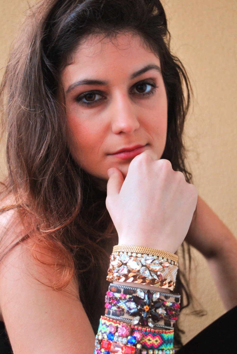 The ORIGINAL Embroidered Statement Vintage Rhinestone Friendship Bracelet - GOLDEN LUST (ready to ship)