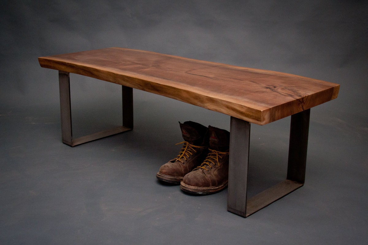 Live Edge Black Walnut BENCH - Sturdy - Simple - Solid