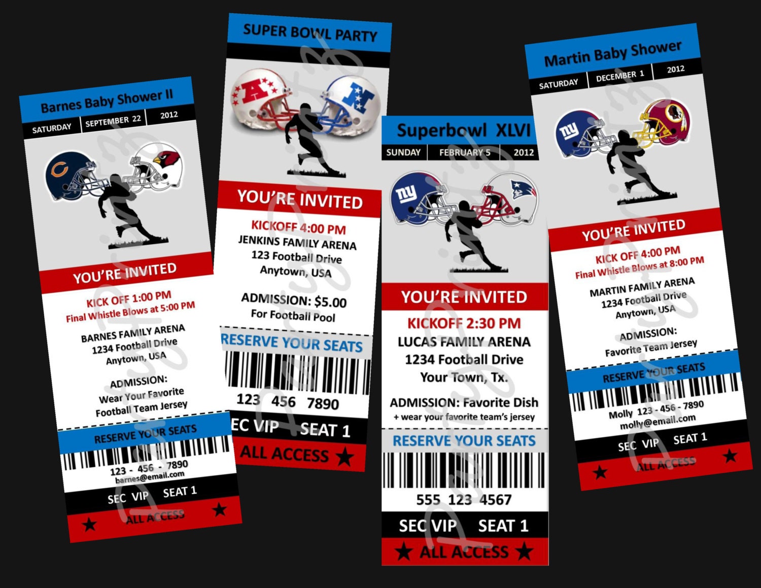 Printable Football Party - Personalized Event Ticket Invitations Il_570xn