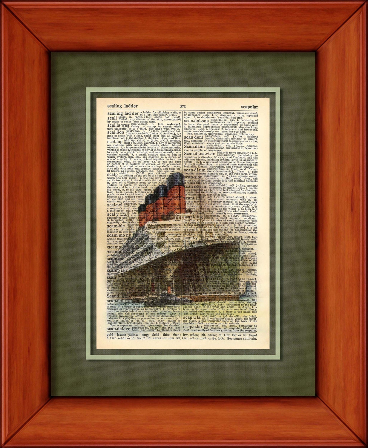 Dictionary Art Print - Ship 2 - 6 3/4" x 9 3/4" - Art Print on Upcycled Dictionary Page