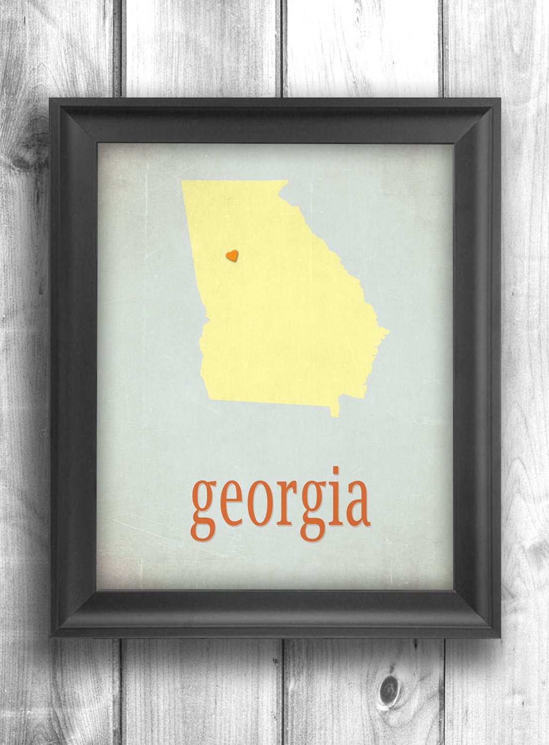 Georgia Typographic print map art state poster wall sign choose your color - 11x14 Typography