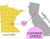 Minnesota loves California / Map custom States that you want.