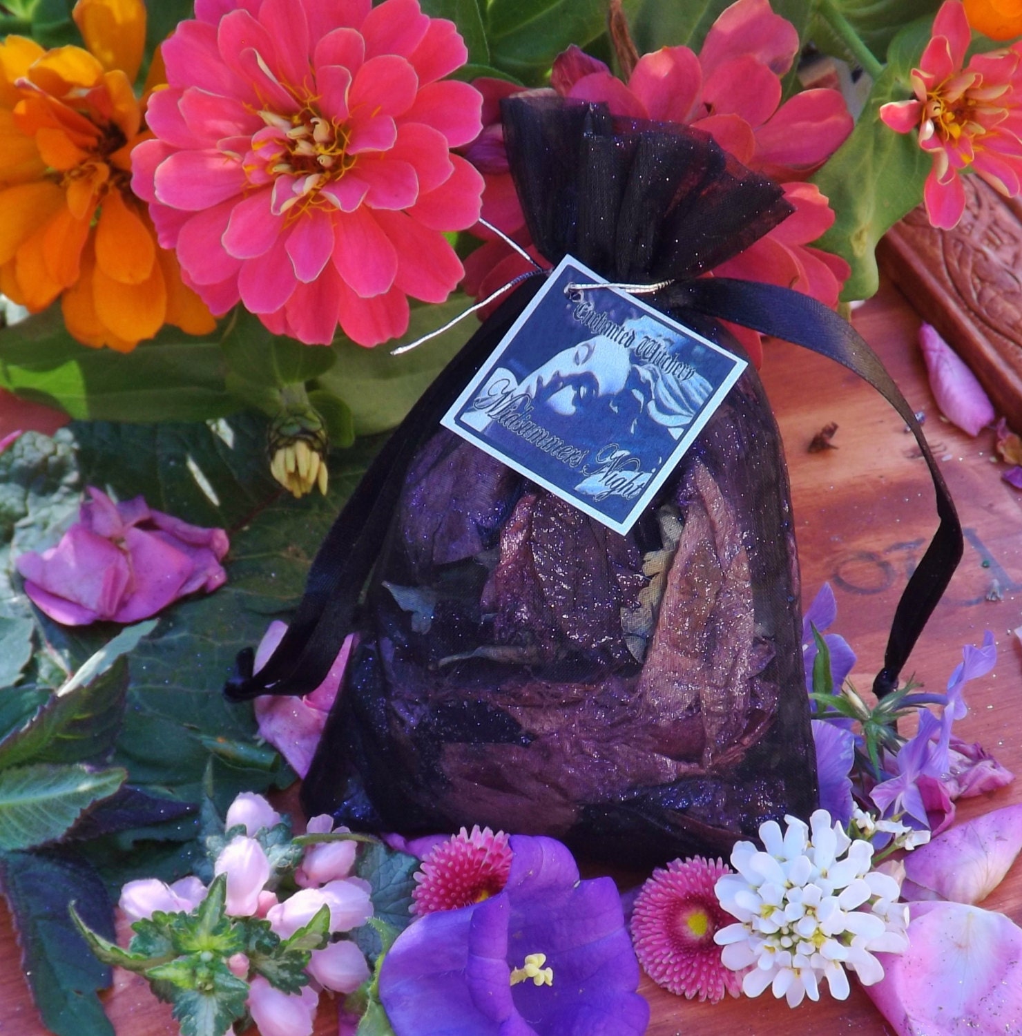 Midsummer's Night Magic Petals.  Casting Petals. Organza Offering Bag Sachet. Litha, Summer Solstice