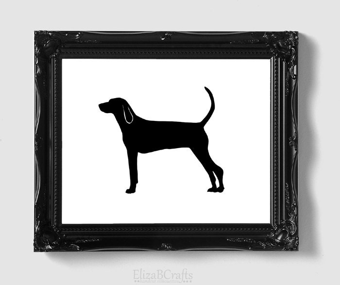 American English Coonhound Silhouette - Hand-cut Mounted on 8x10 Watercolor Paper