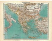 Antique Map Balkan Peninsula 1914