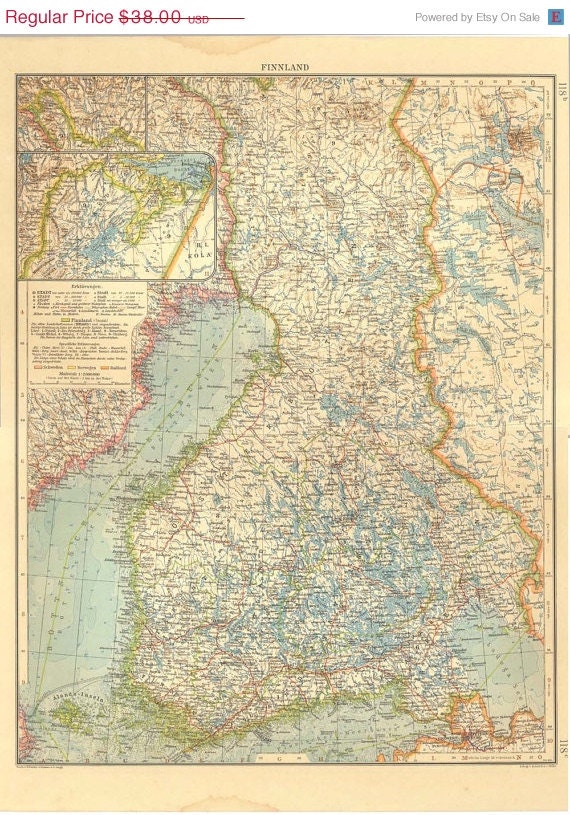 Vintage Map of Finland 1922