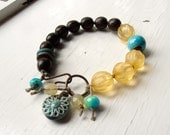 Lemon Grove - handmade bracelet, wood bracelet, yellow bracelet, yellow jewelry, chunky bracelet, handmade jewellery