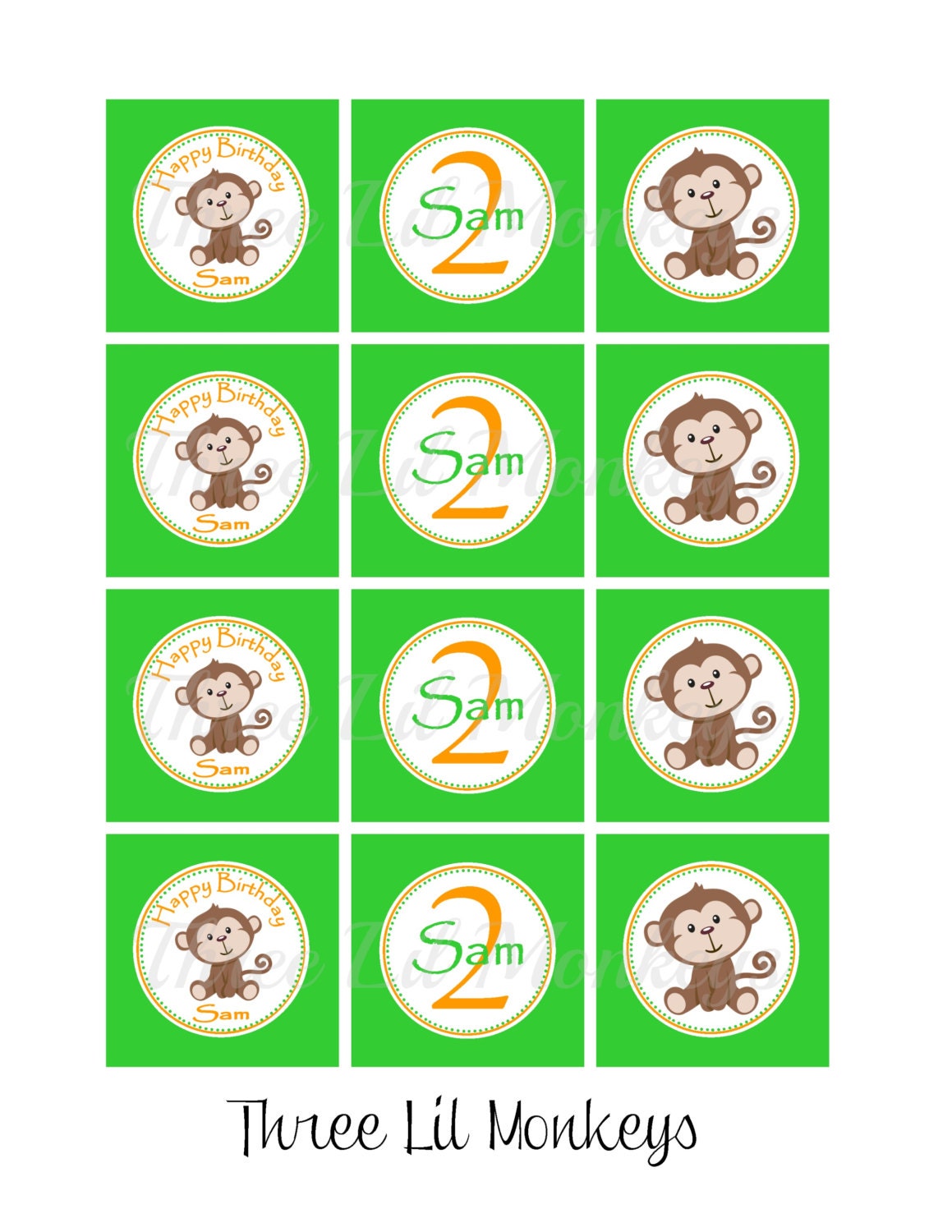 Monkey Cupcake Toppers-Printables Il_170x135